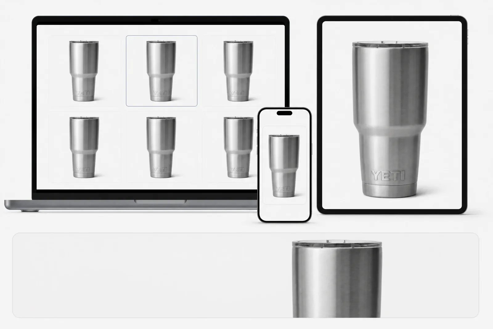 One approved YETI Rambler master continuing into storefront-specific image derivatives.