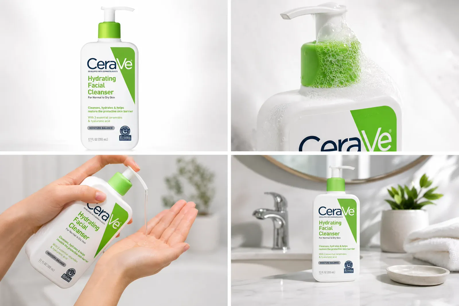 Image-role review board using one consistent CeraVe cleanser.