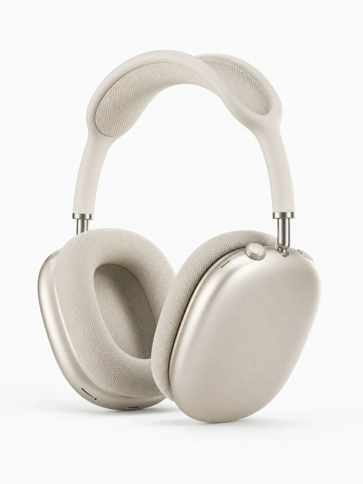 Apple AirPods Max in Starlight photographed on a clean studio background.